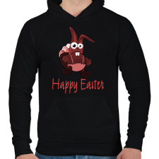 PRINTFASHION Happy Easter - Férfi kapucnis pulóver - Fekete férfi pulóver, kardigán