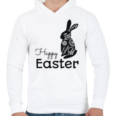 PRINTFASHION Happy Easter - Mintás nyúl - Férfi kapucnis pulóver - Fehér