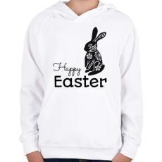 PRINTFASHION Happy Easter - Mintás nyúl - Gyerek kapucnis pulóver - Fehér