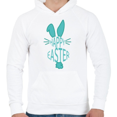 PRINTFASHION Happy Easter - Nyúllal - Férfi kapucnis pulóver - Fehér