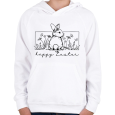 PRINTFASHION Happy Easter - nyuszis - Gyerek kapucnis pulóver - Fehér