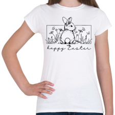 PRINTFASHION Happy Easter - nyuszis - Női póló - Fehér női póló
