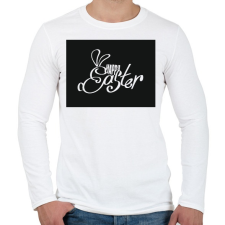 PRINTFASHION Happy Easter - Vonallal nyúl - Férfi hosszú ujjú póló - Fehér férfi póló