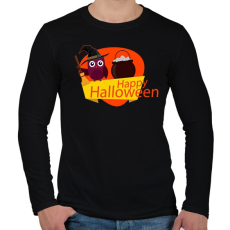 PRINTFASHION Happy Halloween Bagoly - Férfi hosszú ujjú póló - Fekete