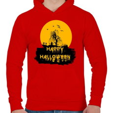 PRINTFASHION happy halloween - Férfi kapucnis pulóver - Piros