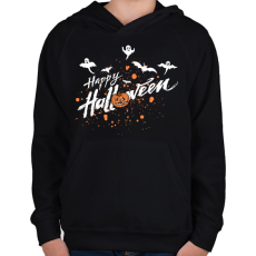 PRINTFASHION Happy Halloween - Gyerek kapucnis pulóver - Fekete