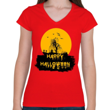 PRINTFASHION happy halloween - Női V-nyakú póló - Piros női póló