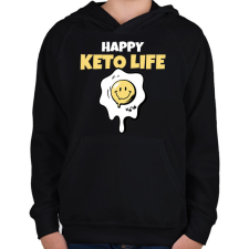 PRINTFASHION HAPPY KETO LIFE - Gyerek kapucnis pulóver - Fekete gyerek pulóver, kardigán