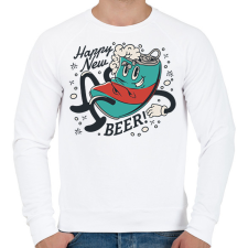 PRINTFASHION Happy New Beer - Férfi pulóver - Fehér férfi pulóver, kardigán