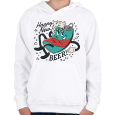 PRINTFASHION Happy New Beer - Gyerek kapucnis pulóver - Fehér gyerek pulóver, kardigán