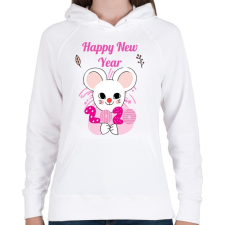 PRINTFASHION happy new year - Női kapucnis pulóver - Fehér női pulóver, kardigán