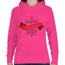 PRINTFASHION Happy Valentine's Day - Női kapucnis pulóver - Fukszia női pulóver, kardigán