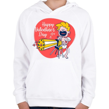PRINTFASHION Happy Valentines day - Gyerek kapucnis pulóver - Fehér gyerek pulóver, kardigán