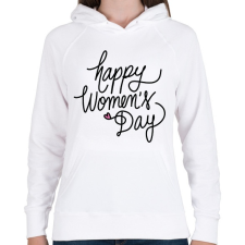 PRINTFASHION Happy Woman's Day - Női kapucnis pulóver - Fehér női pulóver, kardigán