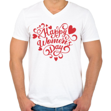 PRINTFASHION Happy Women's Day heart - Férfi V-nyakú póló - Fehér férfi póló