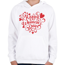 PRINTFASHION Happy Women's Day heart - Gyerek kapucnis pulóver - Fehér