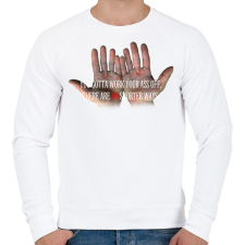 PRINTFASHION HARD WORK - Férfi pulóver - Fehér férfi pulóver, kardigán