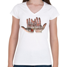 PRINTFASHION HARD WORK - Női V-nyakú póló - Fehér női póló