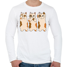 PRINTFASHION Három cica - Férfi hosszú ujjú póló - Fehér férfi póló