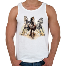 PRINTFASHION Három ló vágtázik - Férfi atléta - Fehér atléta, trikó