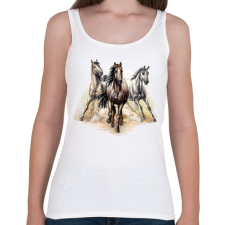 PRINTFASHION Három ló vágtázik - Női atléta - Fehér női trikó