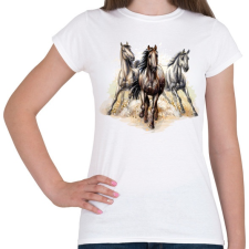 PRINTFASHION Három ló vágtázik - Női póló - Fehér női póló