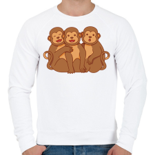 PRINTFASHION Három majom - Férfi pulóver - Fehér férfi pulóver, kardigán