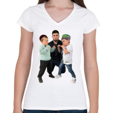 PRINTFASHION Hasbulla MMA - Női V-nyakú póló - Fehér női póló