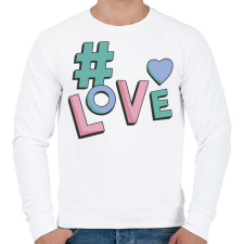 PRINTFASHION Hashtag  LOVE - Férfi pulóver - Fehér férfi pulóver, kardigán