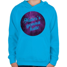 PRINTFASHION Hate - Gyerek kapucnis pulóver - Azúrkék