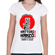 PRINTFASHION Hattori Hanzo - Női V-nyakú póló - Fehér