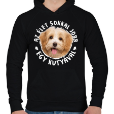 PRINTFASHION Havanese - Férfi kapucnis pulóver - Fekete férfi pulóver, kardigán