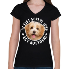 PRINTFASHION Havanese - Női V-nyakú póló - Fekete női póló