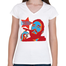 PRINTFASHION Havanna szivar & Fidel Castro - Női V-nyakú póló - Fehér női póló