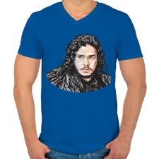 PRINTFASHION Havas Jon - Férfi V-nyakú póló - Királykék férfi póló