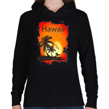 PRINTFASHION Hawaii - Női kapucnis pulóver - Fekete női pulóver, kardigán