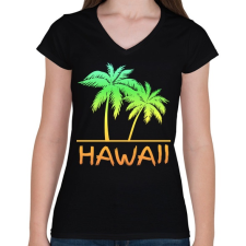 PRINTFASHION Hawaii - Női V-nyakú póló - Fekete női póló