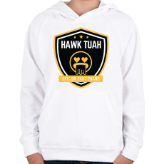 PRINTFASHION Hawk Tuah… Spit On That Thang  - Gyerek kapucnis pulóver - Fehér