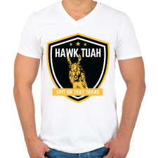 PRINTFASHION Hawk Tuah… Spit On That Thang - láma - Férfi V-nyakú póló - Fehér férfi póló