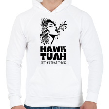 PRINTFASHION Hawk Tuah - split on that thang - Férfi kapucnis pulóver - Fehér férfi pulóver, kardigán