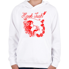 PRINTFASHION Hawk Tuah - split on that thang - Gyerek kapucnis pulóver - Fehér