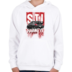 PRINTFASHION Hawkeye STI - Gyerek kapucnis pulóver - Fehér