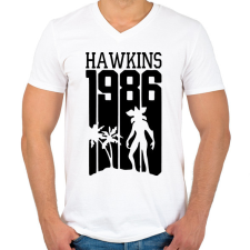 PRINTFASHION hawkins 1986 - Férfi V-nyakú póló - Fehér férfi póló
