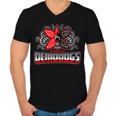 PRINTFASHION Hawkins Demodogs - Férfi V-nyakú póló - Fekete