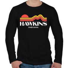 PRINTFASHION Hawkins Indiana Retro - Férfi hosszú ujjú póló - Fekete