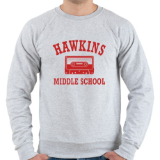 PRINTFASHION Hawkins Middle School - Piros - Férfi pulóver - Sport szürke