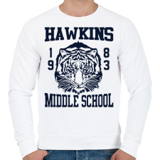 PRINTFASHION Hawkins Tigers - Férfi pulóver - Fehér férfi pulóver, kardigán