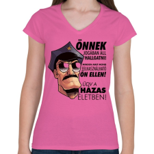 PRINTFASHION Házasélet - Női V-nyakú póló - Rózsaszín női póló