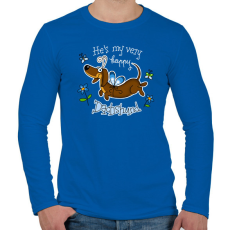 PRINTFASHION He's very happy Dachshund! - Férfi hosszú ujjú póló - Királykék