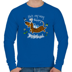 PRINTFASHION He's very happy Dachshund! - Férfi pulóver - Királykék